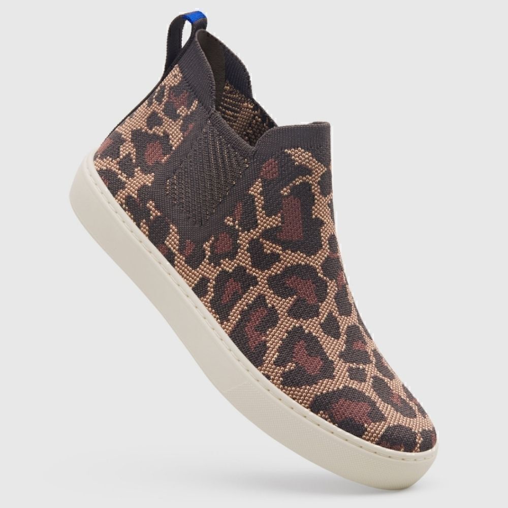 Rothy's Chelsea Wildcat Boot Leopard Cheetah High Top Slip On Sneakers
